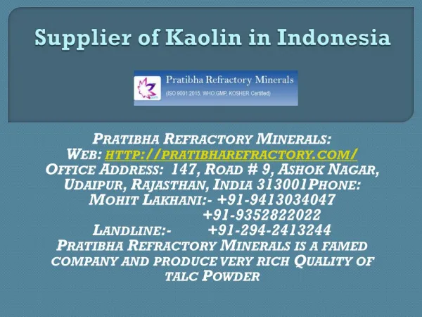 Supplier of Kaolin in Indonesia