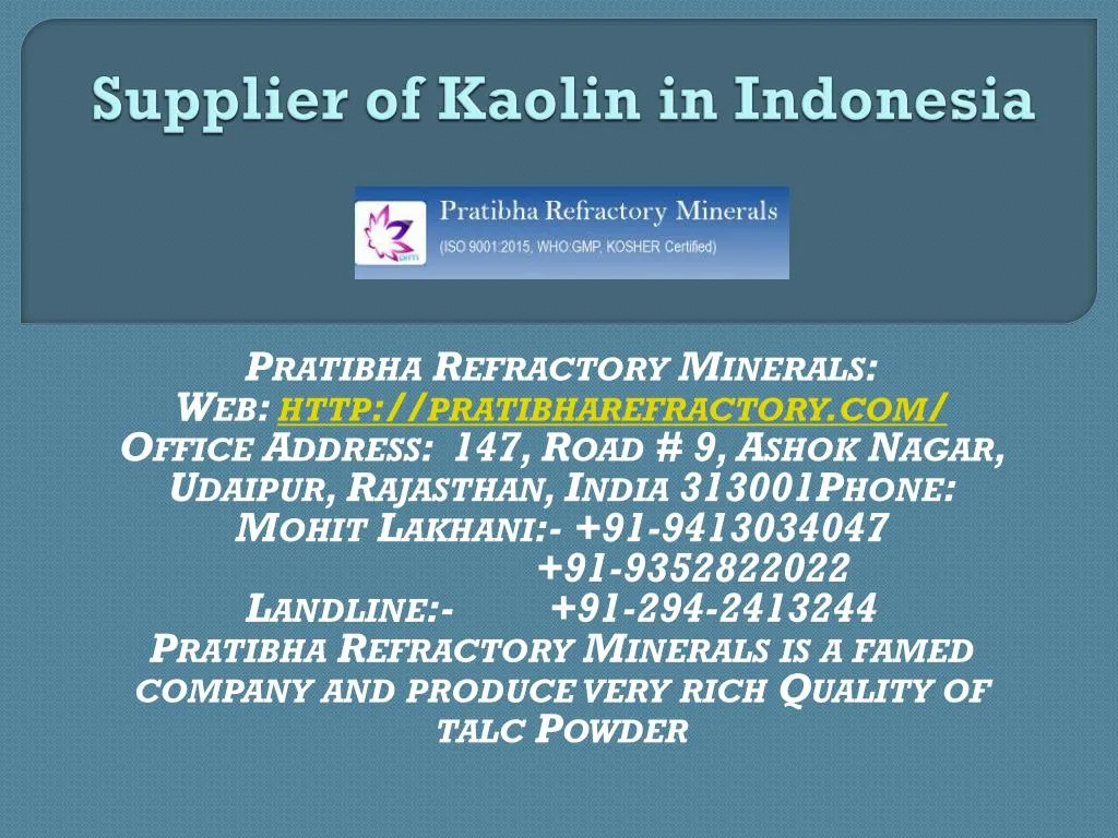supplier of kaolin in indonesia