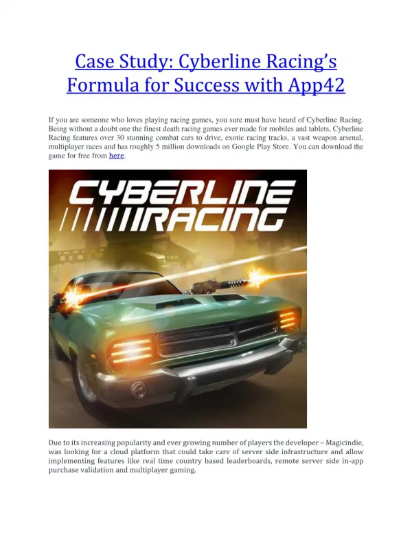 Cyberline Racing’s Formula for Success with App42