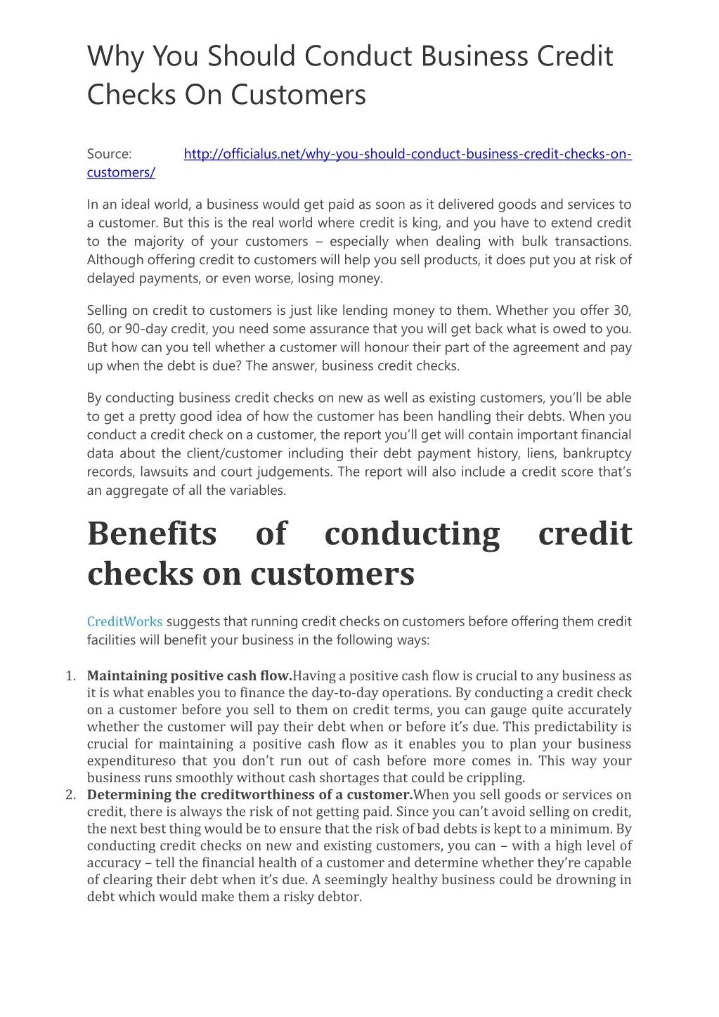 why you should conduct business credit checks