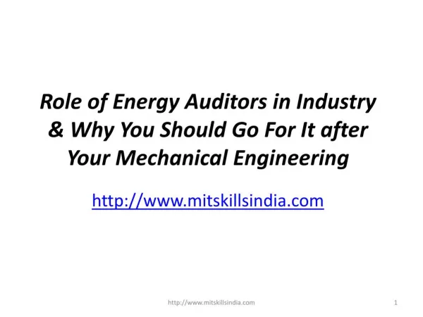 Role of Energy Auditors in Industry & Why You Should Go For It after Your Mechanical Engineering | Post Graduate Traini