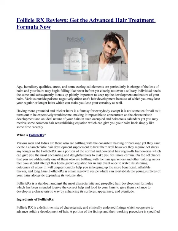 Follicle RX Reviews: Get the Advanced Hair Treatment Formula Now