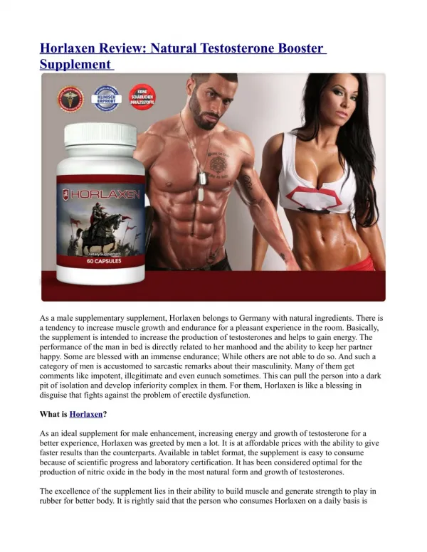 Horlaxen Review: Natural Testosterone Booster Supplement