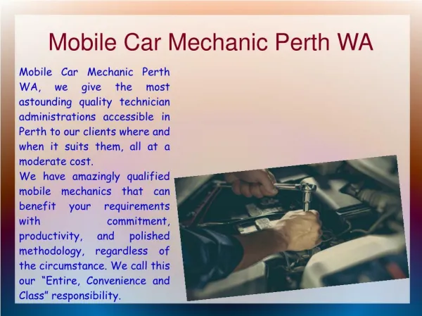Mobile Car Mechanic Perth