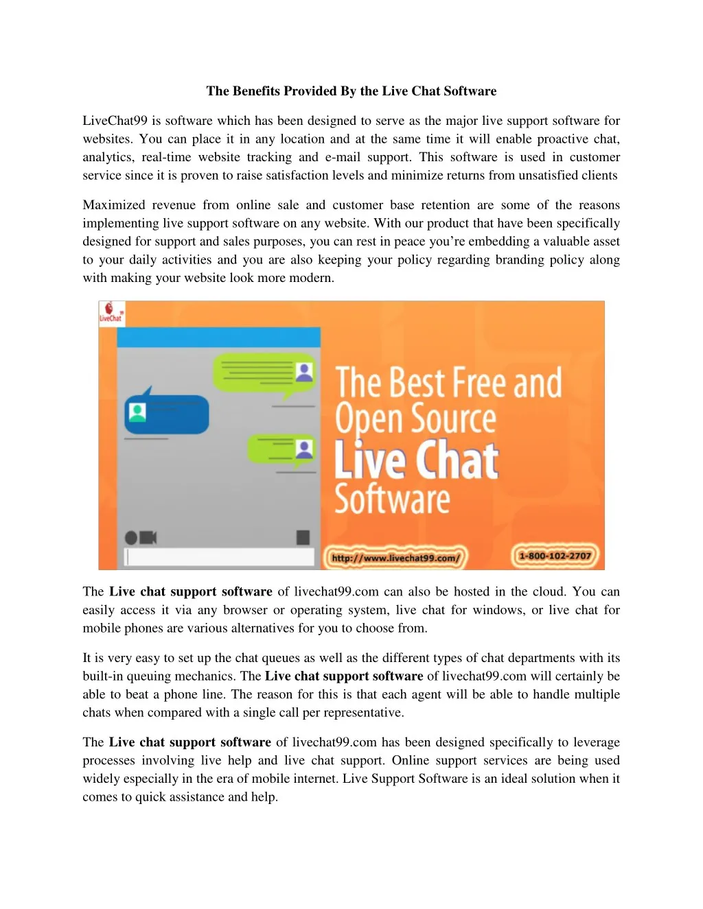 the benefits provided by the live chat software