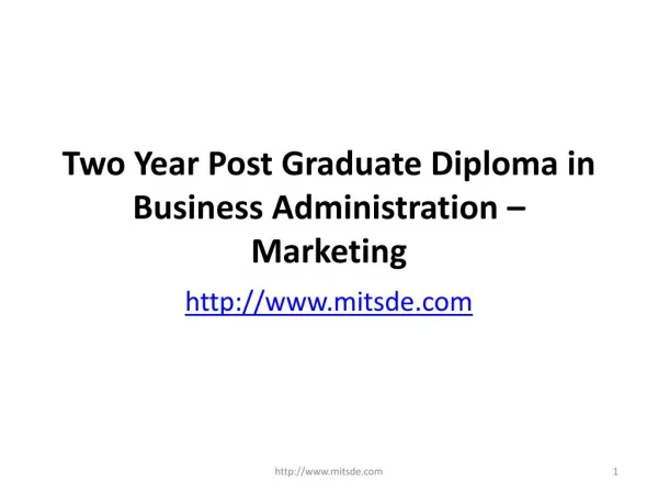 Two Year Distance PG Diploma Course in Marketing Management | online MBA | Correspondence MBA Courses