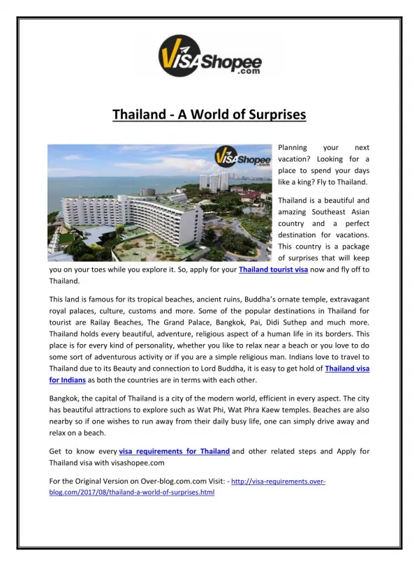 Thailand - A World of Surprises