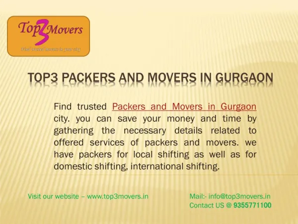 Top3movers and Packers in Gurgaon