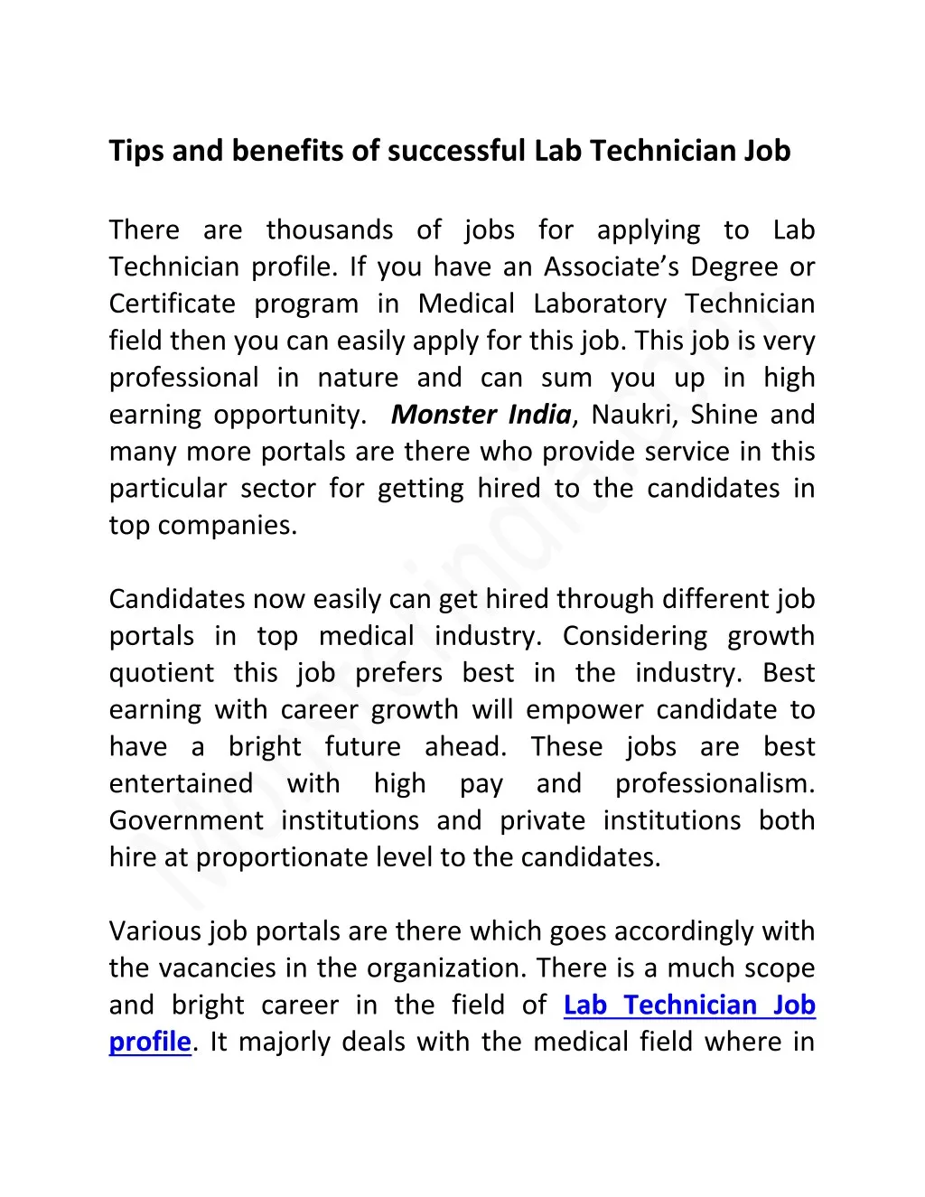 tips and benefits of successful lab technician