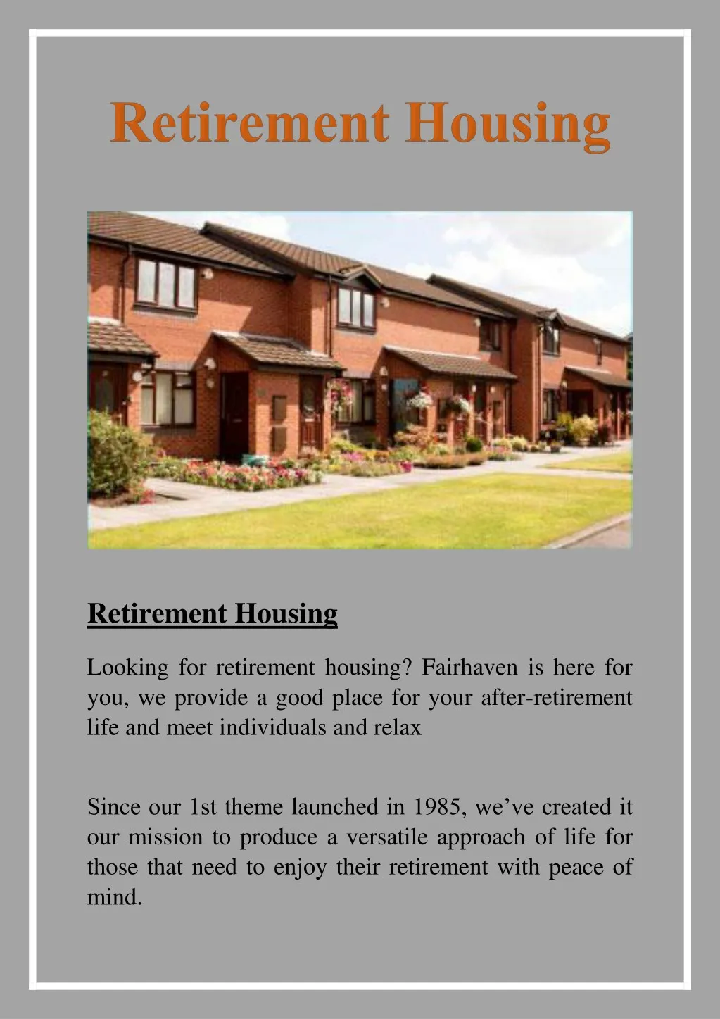 retirement housing