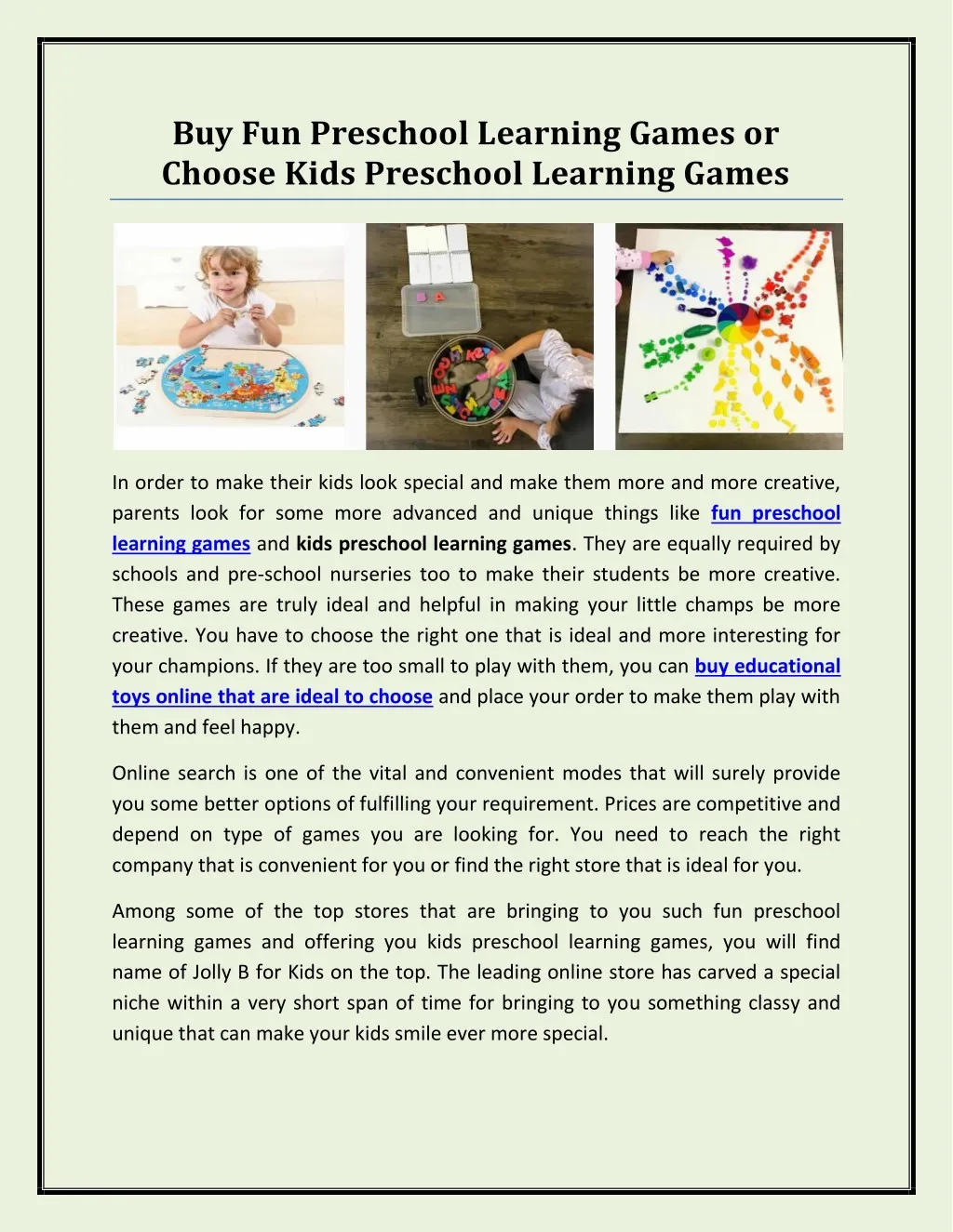 buy fun preschool learning games or choose kids