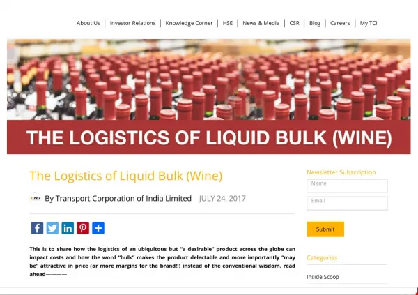 The Logistics of Liquid Bulk (Wine)