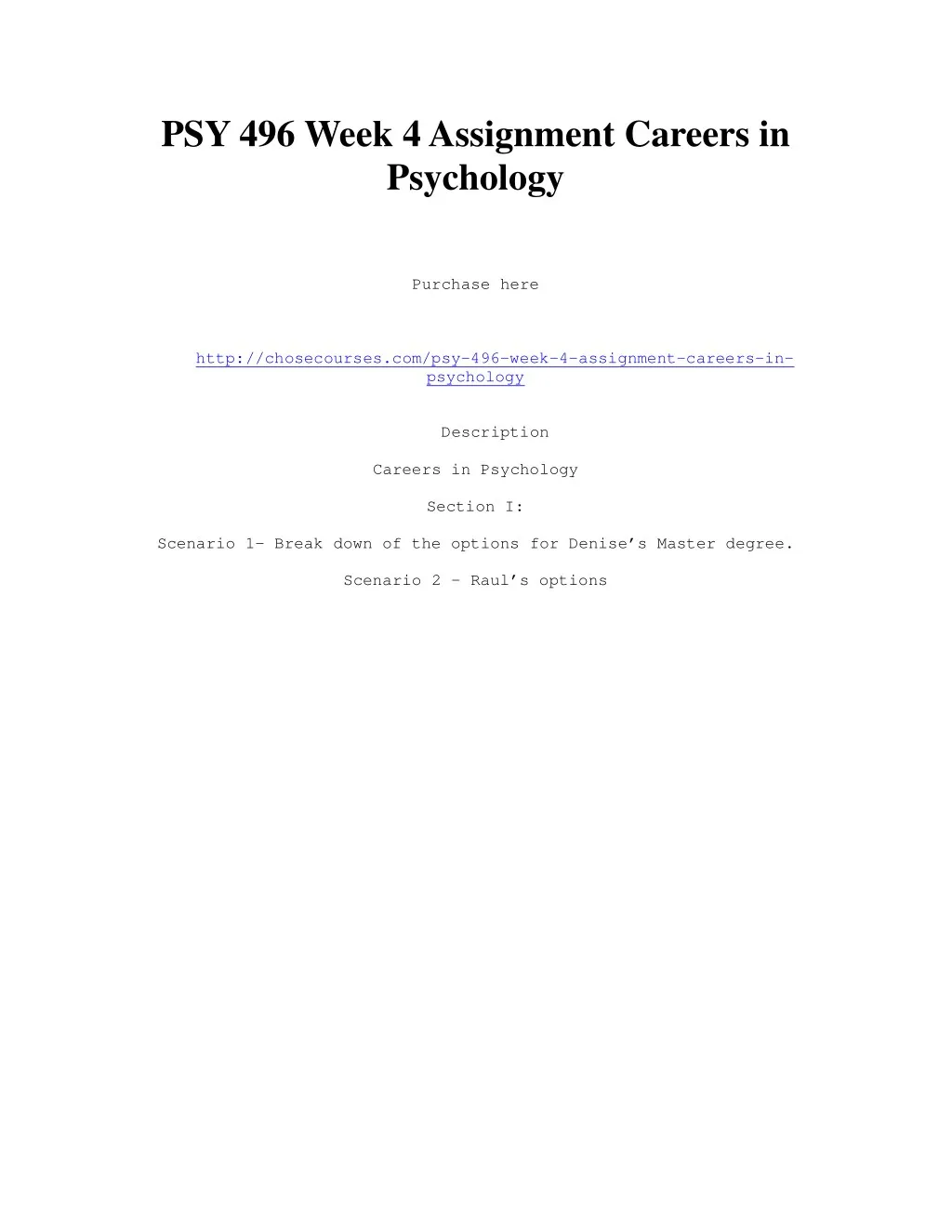 psy 496 week 4 assignment careers in psychology
