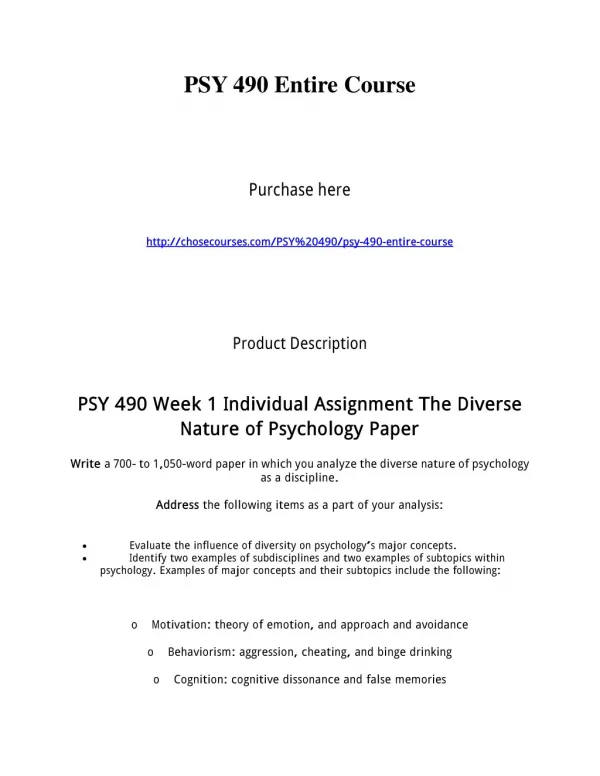 PSY 490 Entire Course