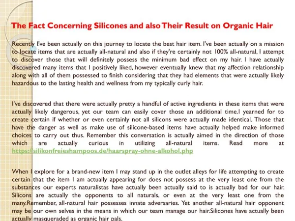 The Fact Concerning Silicones and also Their Result on Organic Hair