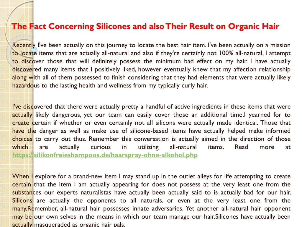 the fact concerning silicones and also their result on organic hair