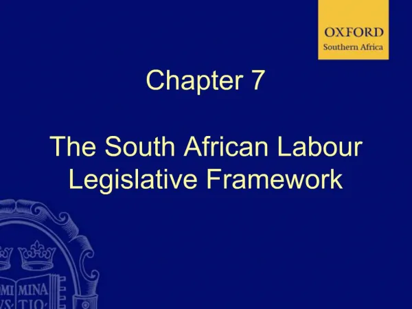 Chapter 7 The South African Labour Legislative Framework