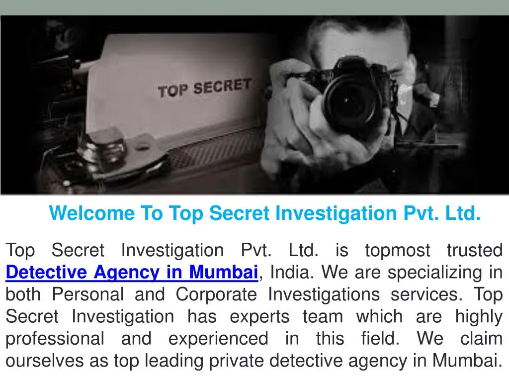 welcome to top secret investigation pvt ltd