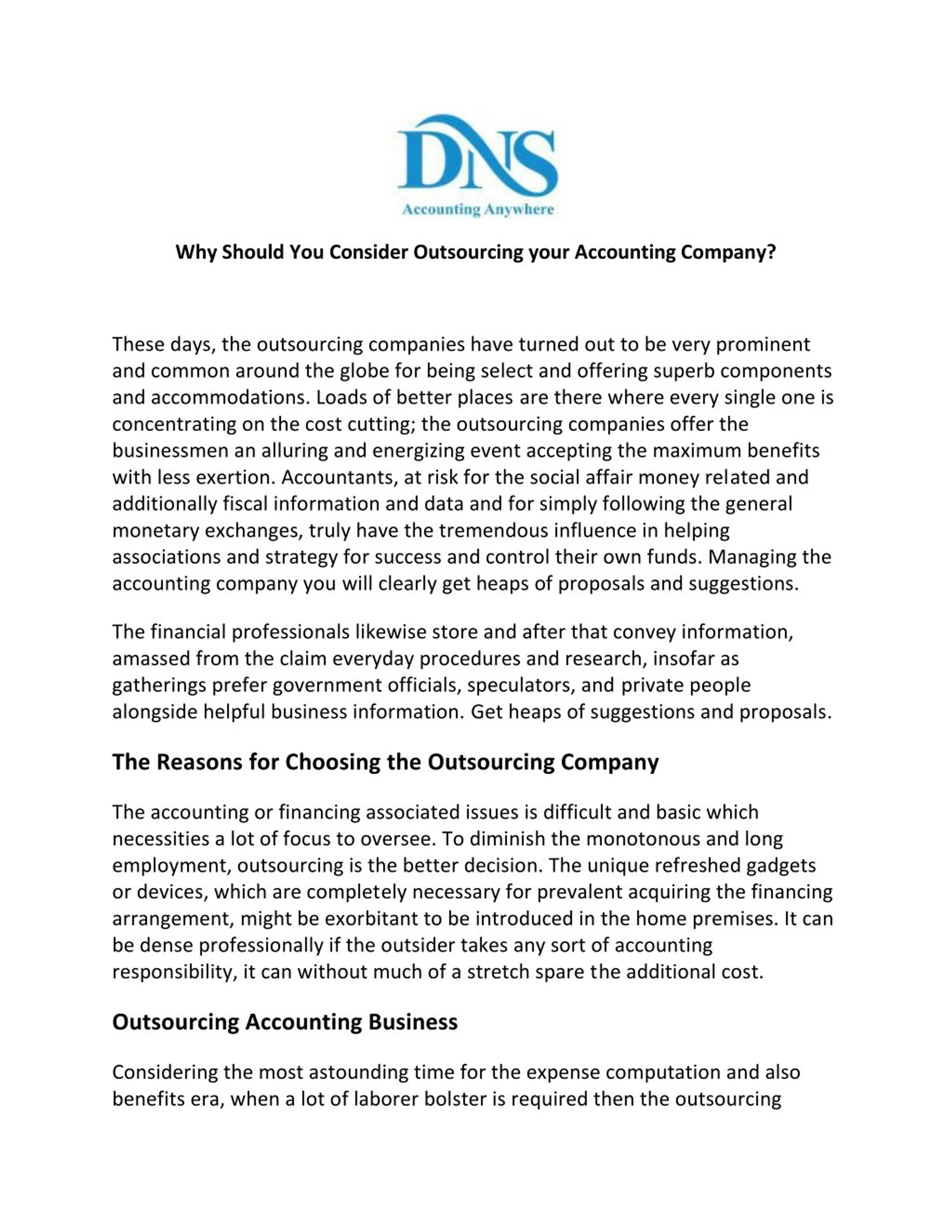 PPT - Why should you consider outsourcing your accounting company ...