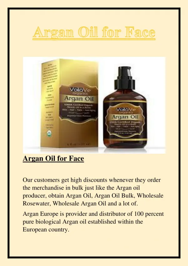 Argan Oil for Face