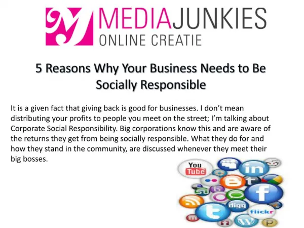 5 Reasons Why Your Business Needs to Be Socially Responsible By Media Junkies