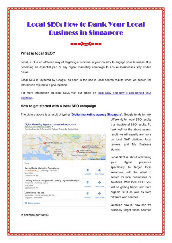 How to Rank Your Local Business in Singapore