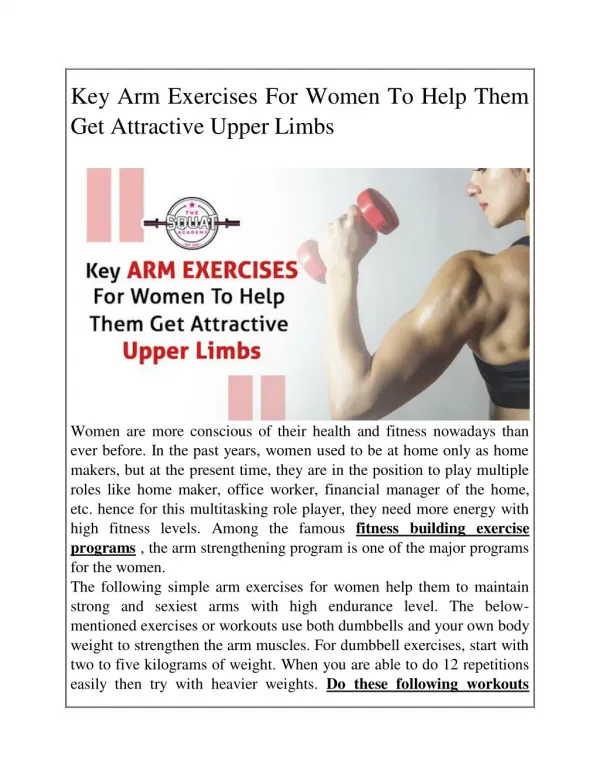 Key Arm Exercises For Women To Help Them Get Attractive Upper Limbs