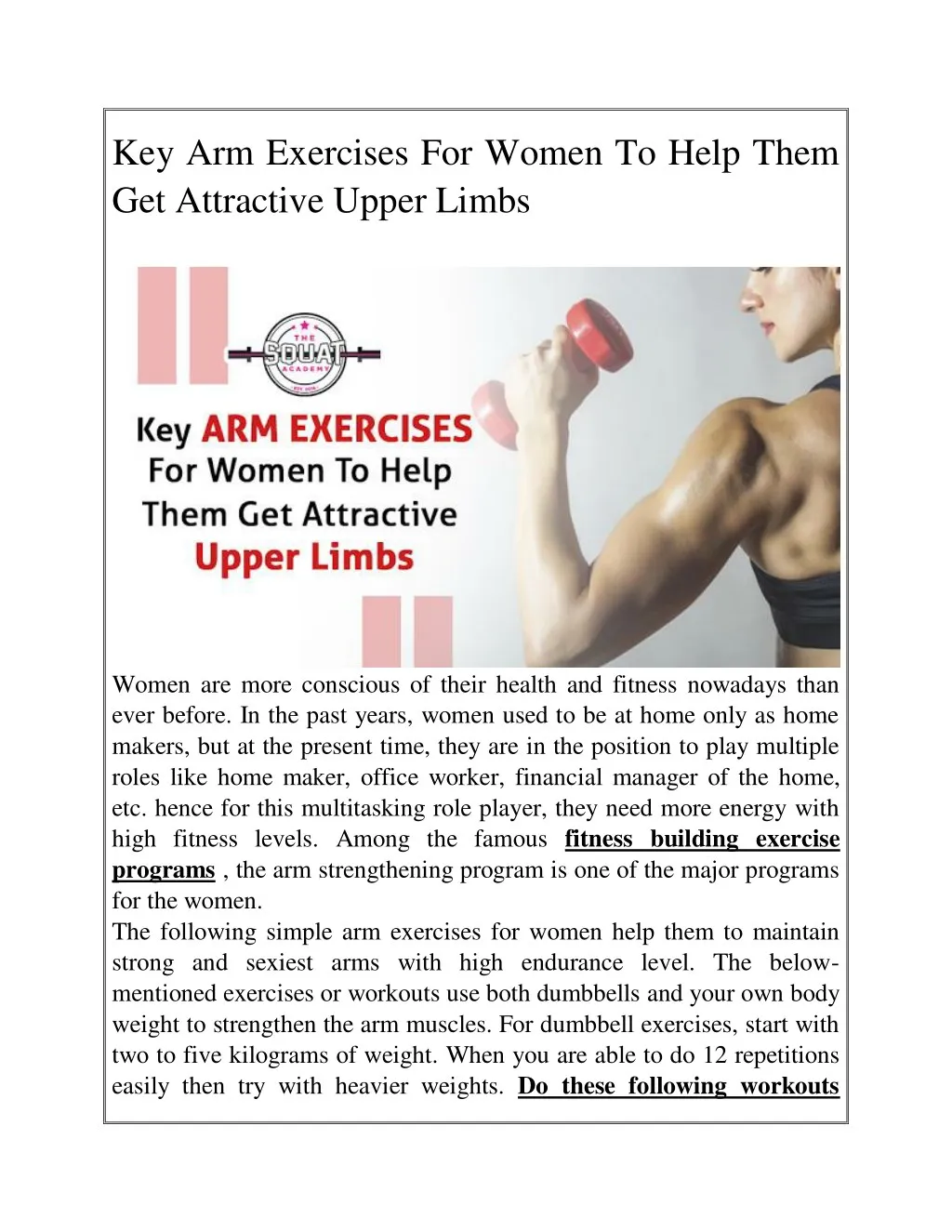 key arm exercises for women to help them