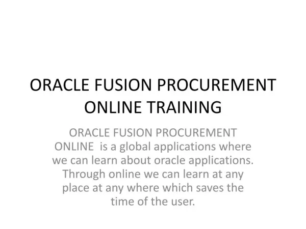 Oracle Fusion Procurement Online Training