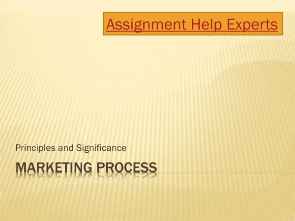 Marketing Process Assignment Help