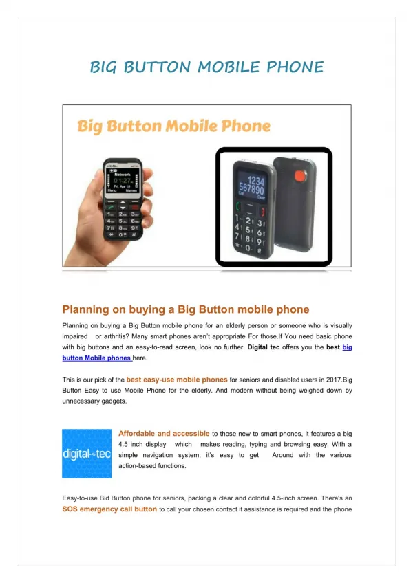 Big Button Mobile Phones