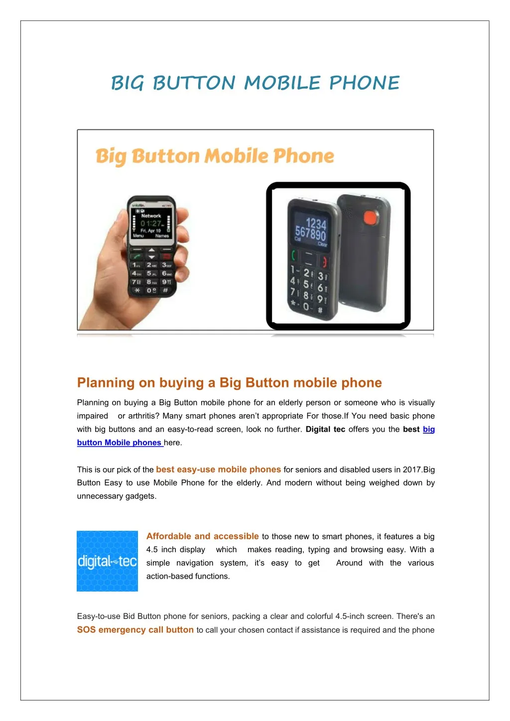 big button mobile phone
