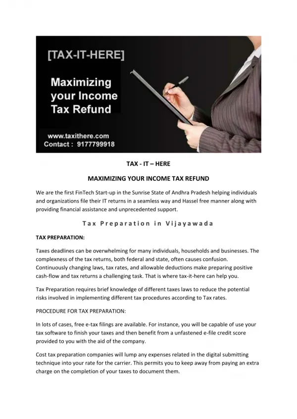 Income Tax Assessment | Tax Preparation in Vijayawada