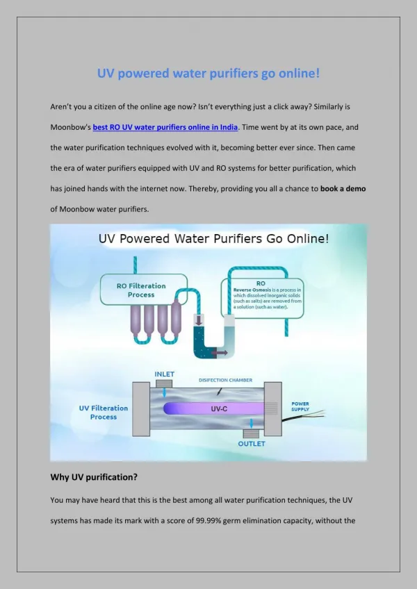 Uv Powered Water Purifier