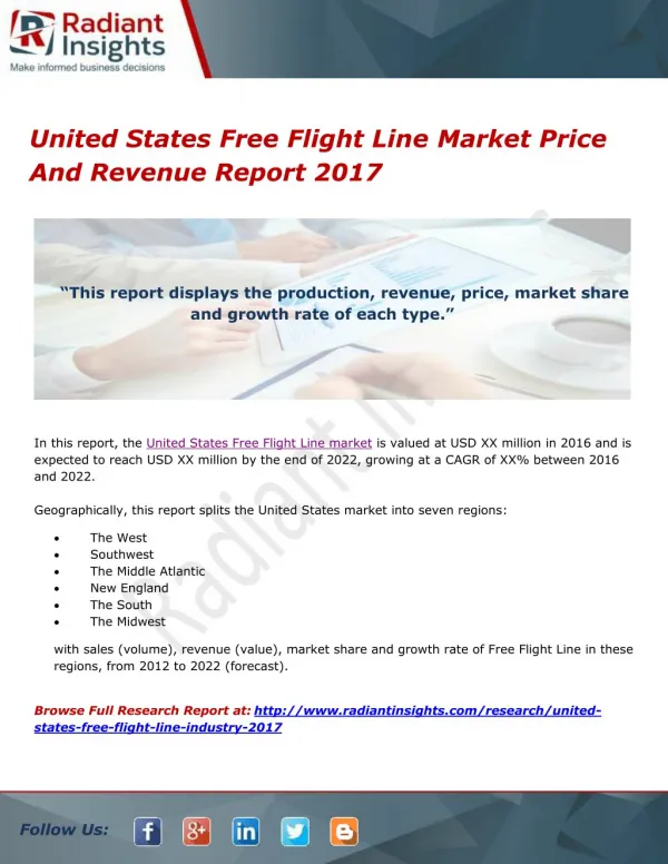 United States Free Flight Line Market Price And Revenue Report 2017