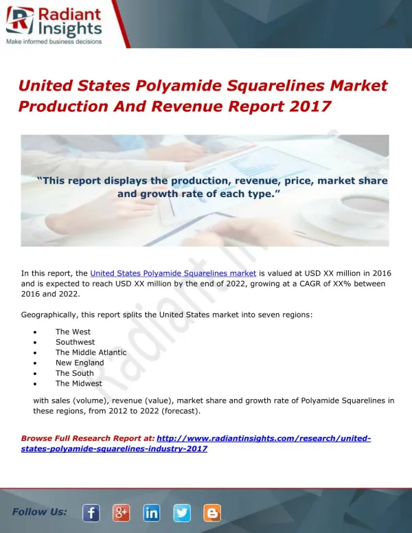 United States Polyamide Squarelines Market Production And Revenue Report 2017
