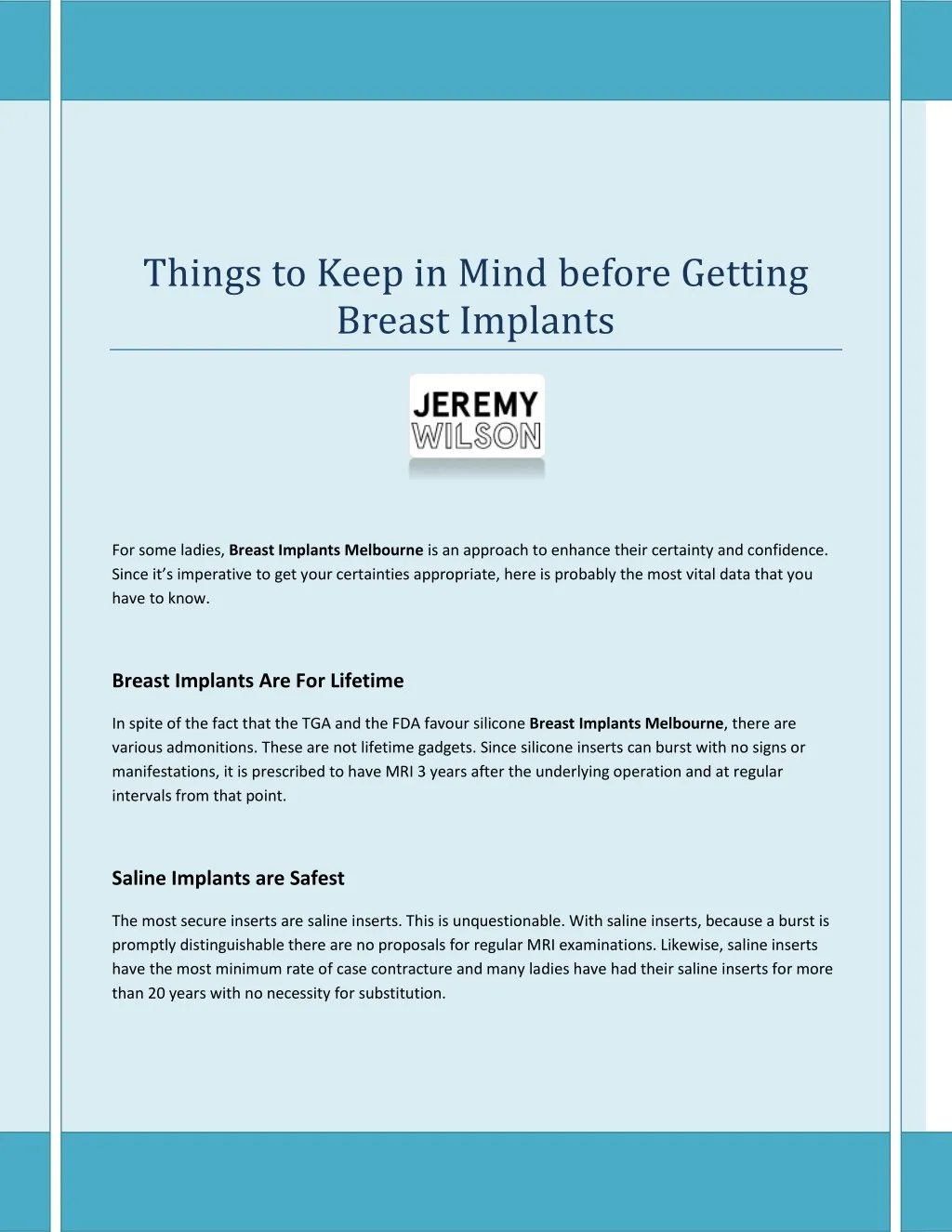 things to keep in mind before getting breast