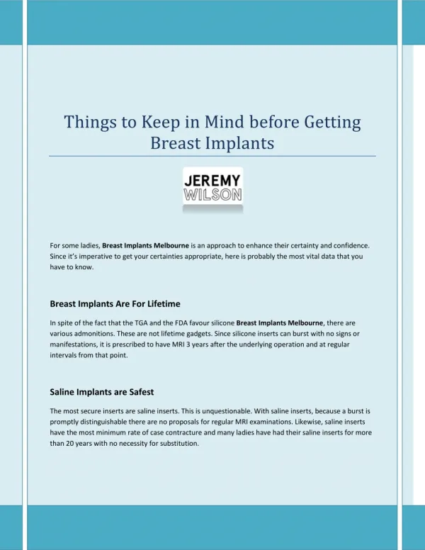 Things to Keep in Mind before Getting Breast Implants