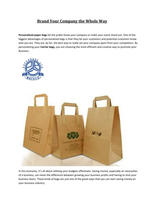 Mafuco Personalized paper bags