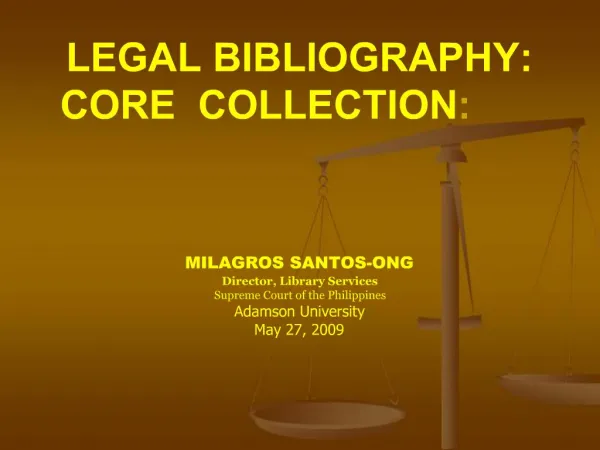 LEGAL BIBLIOGRAPHY: CORE COLLECTION:
