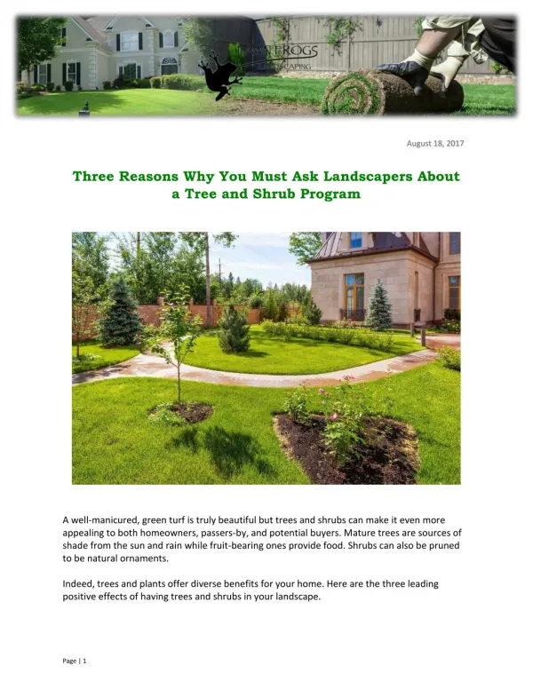Three Reasons Why You Must Ask Landscapers About a Tree and Shrub Program