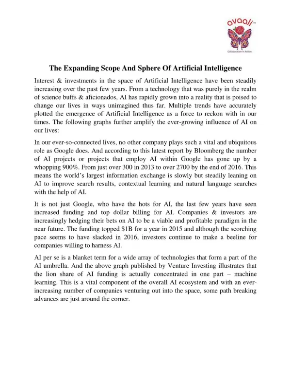 The Expanding Scope And Sphere Of Artificial Intelligence