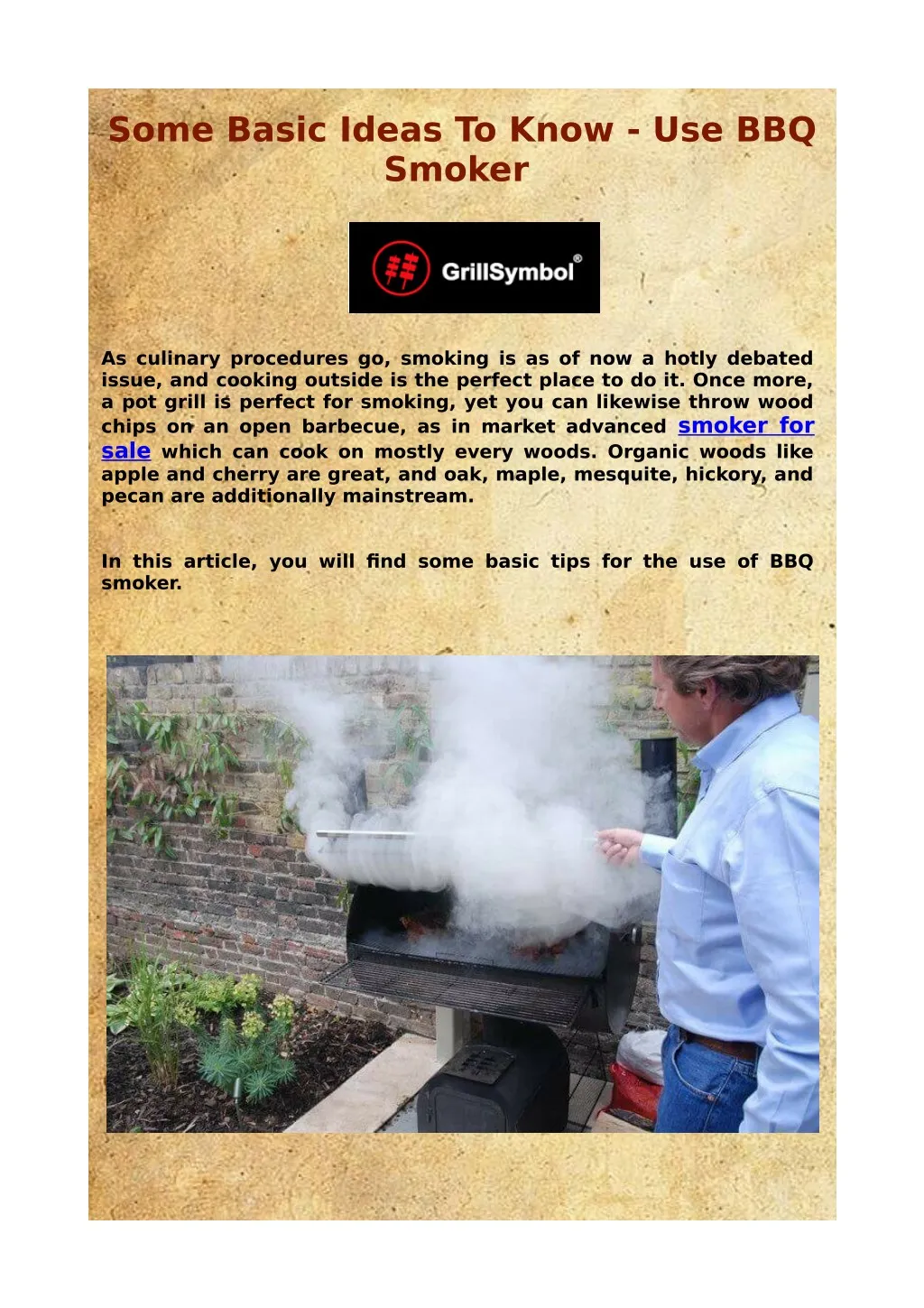 some basic ideas to know use bbq smoker