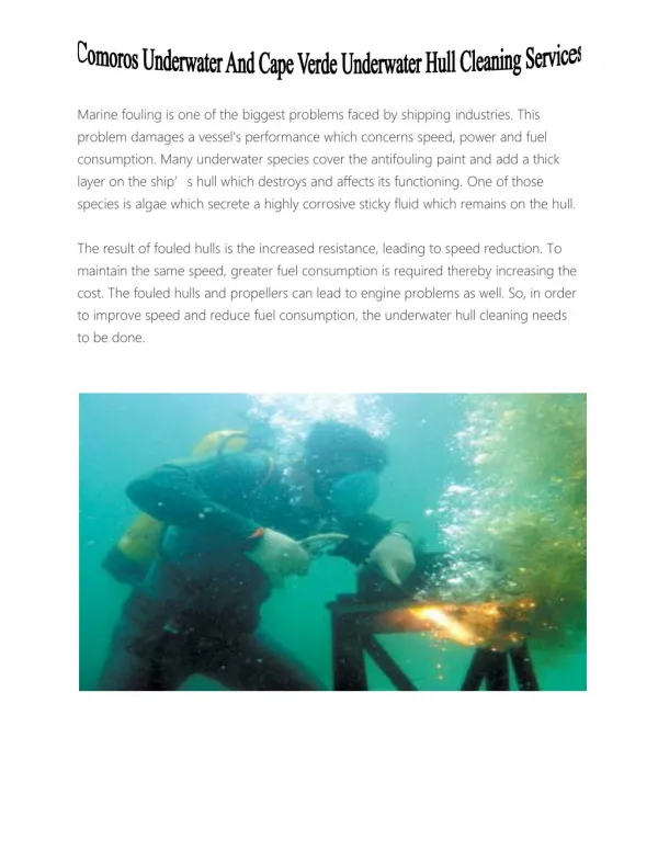Comoros Underwater | Cape Verde Underwater Hull Cleaning