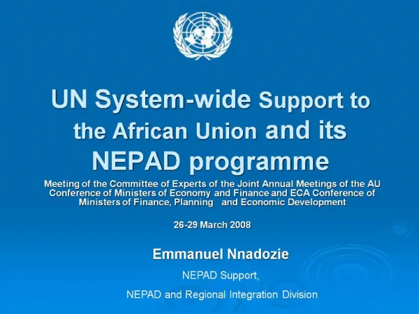 UN System-wide Support to the African Union and its NEPAD programme