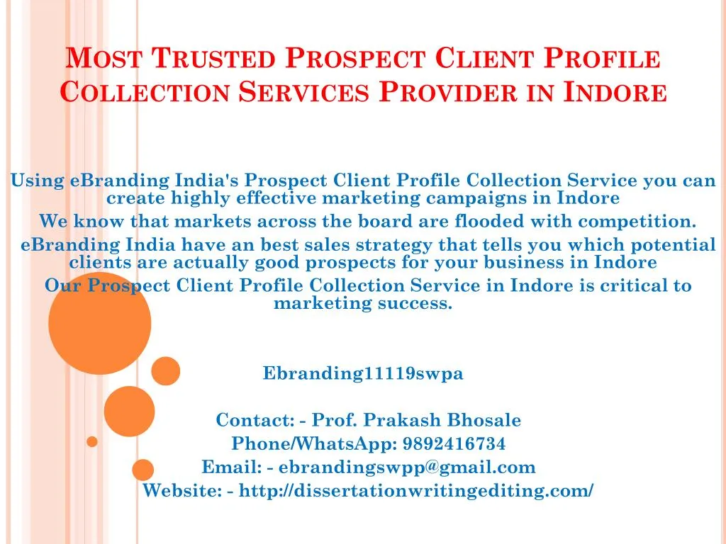 most trusted prospect client profile collection services provider in indore