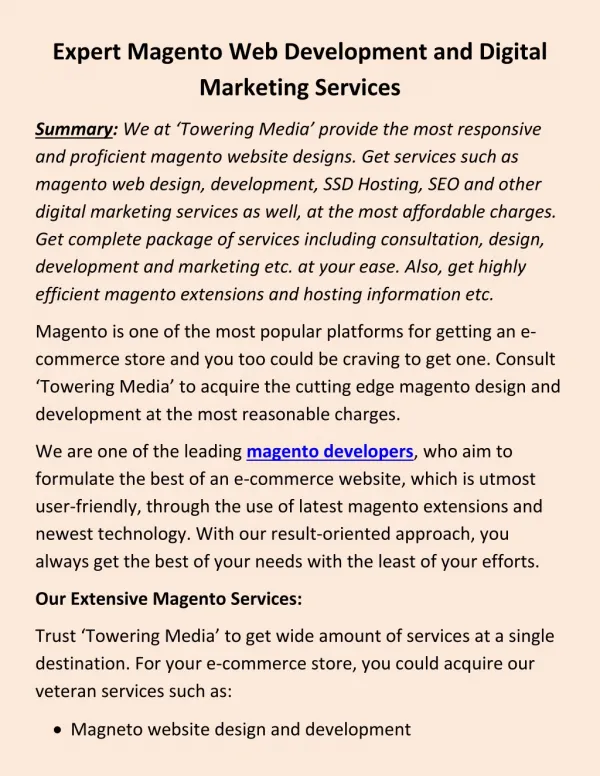 Expert Magento Web Development and Digital Marketing Services