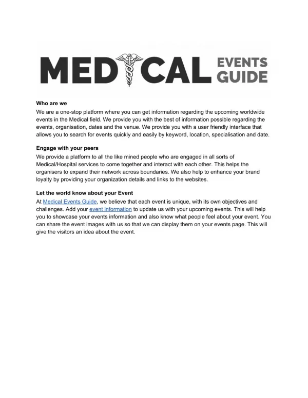 About Medical Events Guide