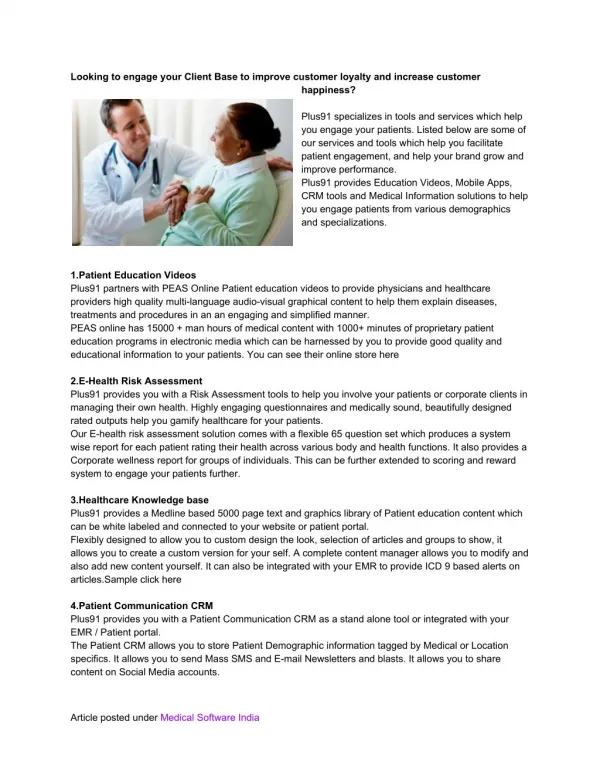 7 Patient Engagement Services by Plus91 Technologies