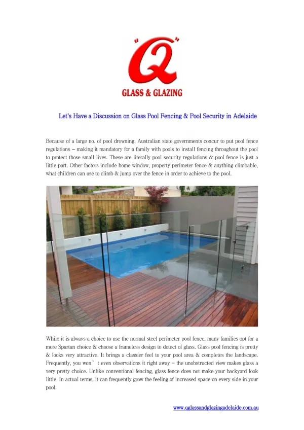 Let’s Have a Discussion on Glass Pool Fencing & Pool Security in Adelaide
